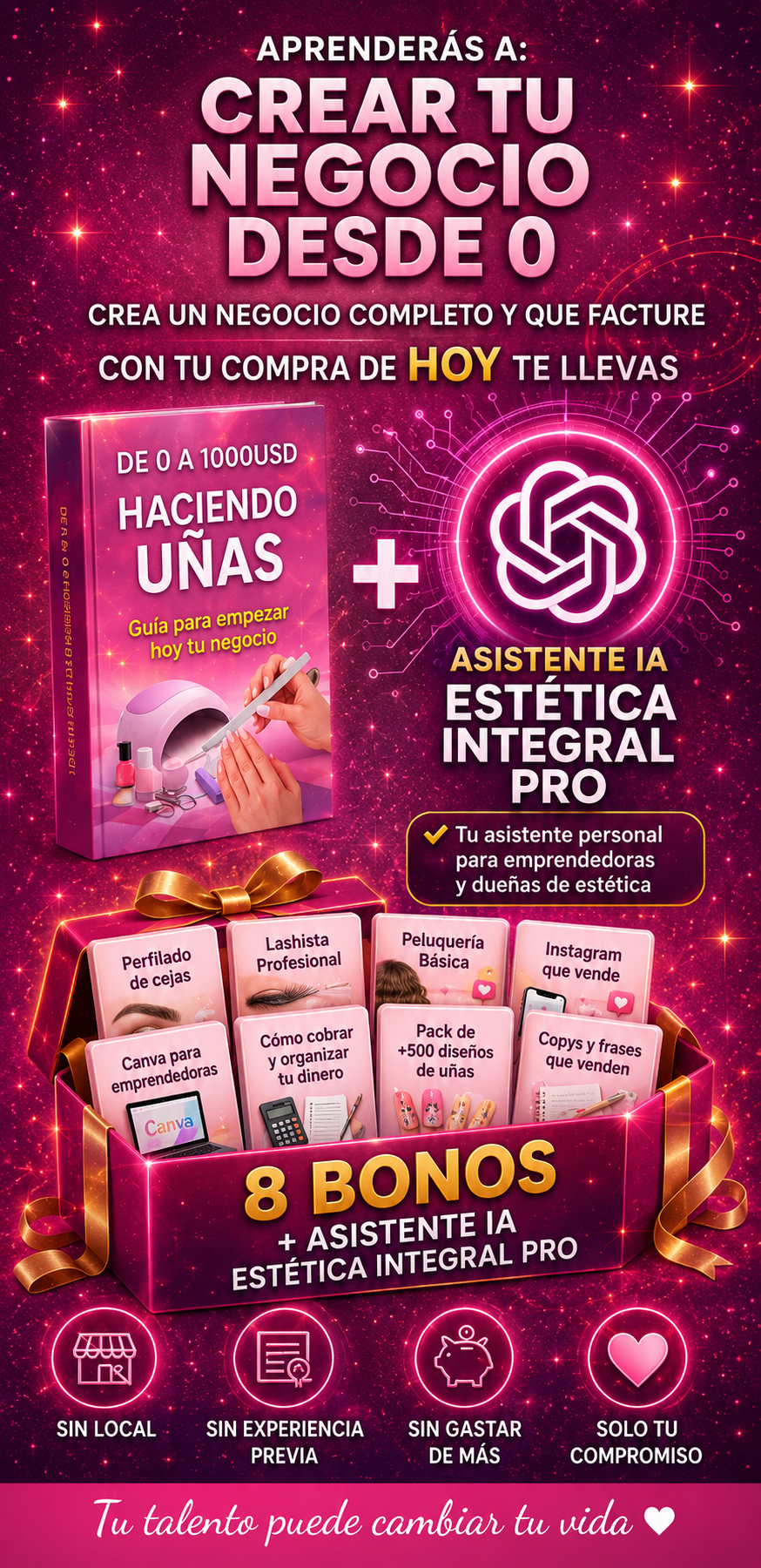 Curso De 0 a 1000 USD Haciendo Uñas + 8 Bonos Exclusivos + Asistente IA