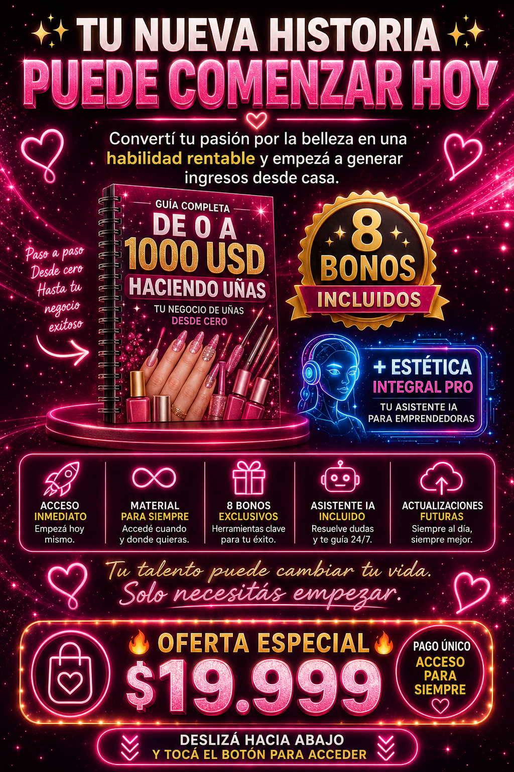 Curso De 0 a 1000 USD Haciendo Uñas + 8 Bonos Exclusivos + Asistente IA